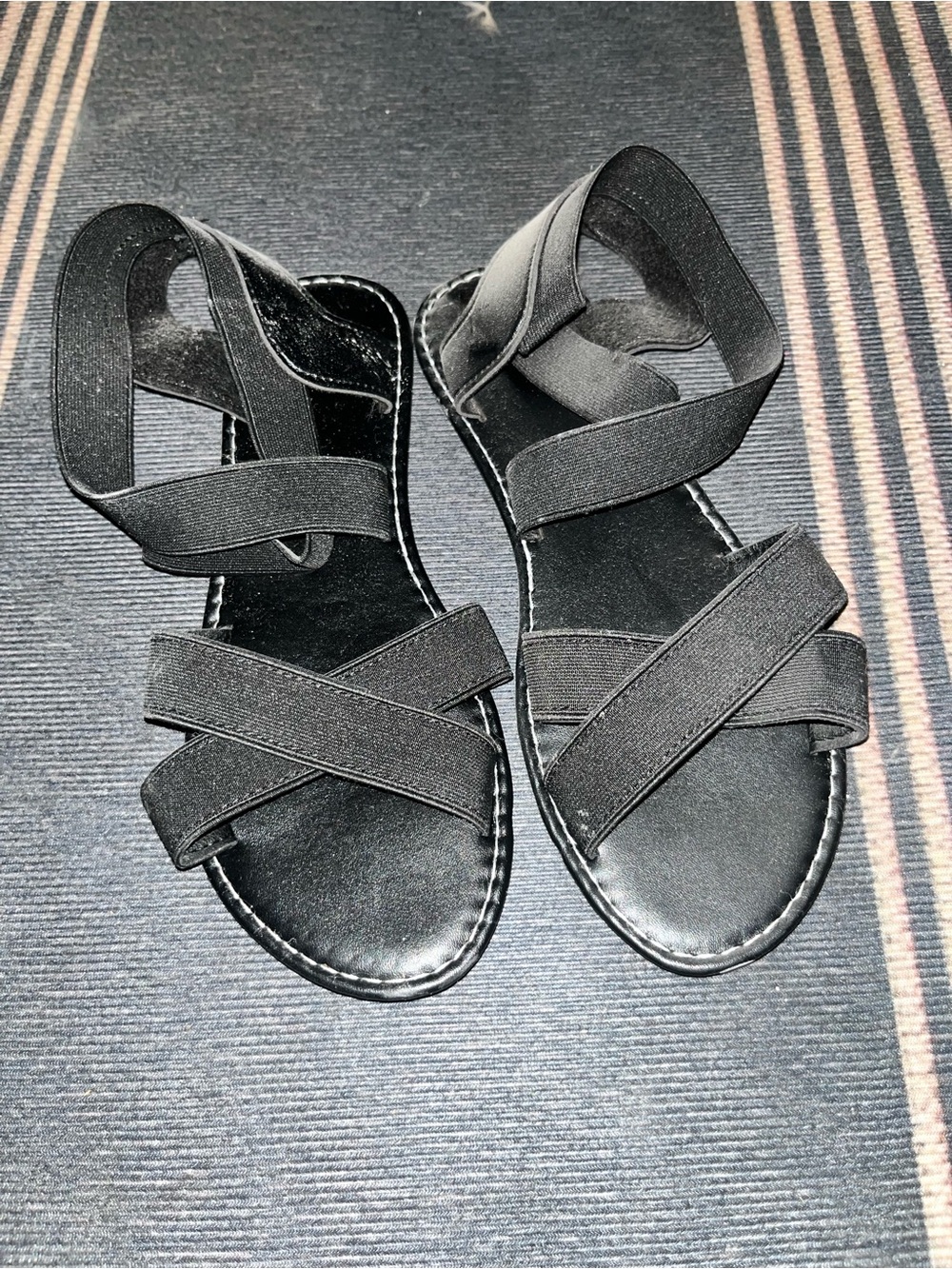 Black Women's Elastic Strap Sandals